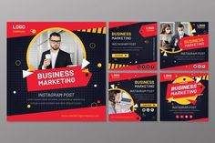 a set of three business flyer templates with an image of a man holding a microphone