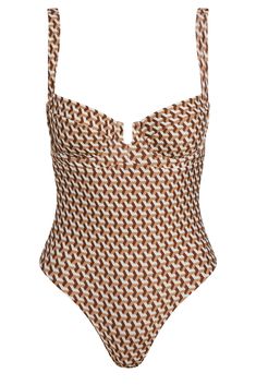 Clovelly One Piece - Husk Geo Italian Honeymoon, Colorado Fashion, Bathing Suit Styles, Monday Swimwear, European Aesthetic, Bandeau Swimsuit, Swimwear Brands, Cold Weather Outfits, High Leg