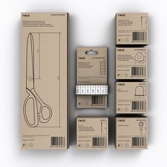 the package includes six pairs of scissors, and five boxes with labels for each pair