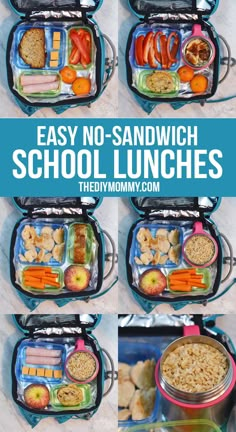 Easy No-Sandwich School Lunch Ideas | The DIY Mommy Cold Lunch Ideas For Kindergarteners, Easy Kids Lunch Ideas For School, Cold School Lunch Ideas, Lunches For Kids, Non Sandwich Lunches