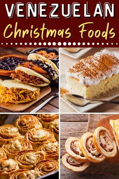 a collage of different christmas foods with the words venezuelan on top and bottom