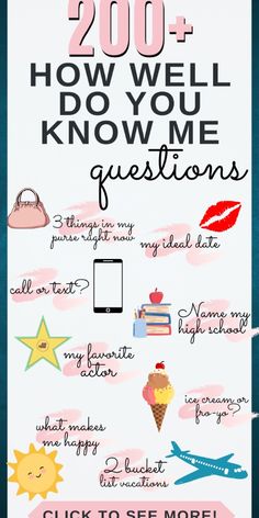 a poster with the words 200 how well do you know me questions? on it