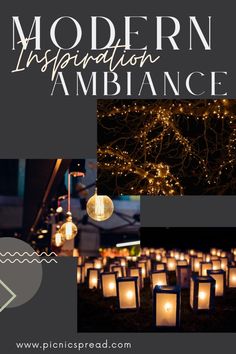 the cover of modern inspirationtion and ambiance, featuring lanterns in various stages of lighting