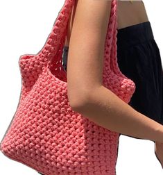 Casual Crochet Shoulder Bag For School, Pink Crochet Satchel Bag With Adjustable Strap, Pink Satchel Crochet Bag With Adjustable Strap, Casual Rectangular Crochet Bag For School, Pink Crochet Bag With Double Handle For Everyday, Pink Double Handle Crochet Bag For Everyday, Everyday Pink Square Satchel, Pink Square Satchel For Everyday, Casual Pink Satchel With Top Carry Handle