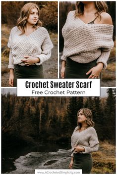 the crochet sweater scarf is an easy and stylish pattern for any woman