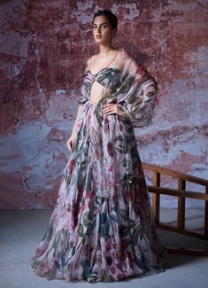 Soft Pink Printed Organza Lehenga Set Mahima Mahajan - Fabilicious Fashion Mahima Mahajan, Lehenga Style Saree, Indian Bridesmaid Dresses, Ruched Blouse, Printed Lehenga, Printed Organza, Floral Lehenga, Organza Lehenga, Pink Lehenga