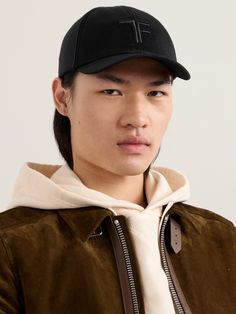 TOM FORD excels at luxe accessories like this baseball cap. Designed in a classic five-panel construction, it's made from sumptuous cashmere and embroidered with tonal initials at the front. It's smart enough to wear with virtually everything in your wardrobe. Luxury Black Baseball Cap With Curved Bill, Luxury Black Curved Bill Baseball Cap, Designer Snapback Baseball Cap With Embroidered Logo, Luxury Embroidered Logo Snapback Baseball Cap, Luxury Embroidered Snapback Baseball Cap, Luxury Curved Visor Hat For Streetwear, Luxury Snapback Baseball Cap With Embroidered Logo, Designer Curved Brim Baseball Cap For Streetwear, Designer Baseball Cap With Curved Brim For Streetwear