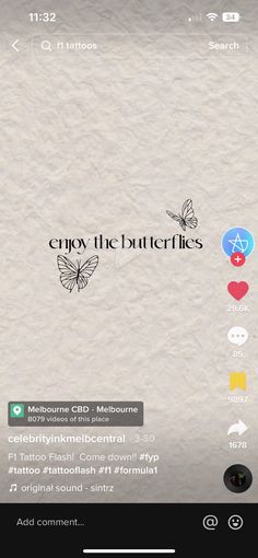 an app with the words enjoy the butterflies on it