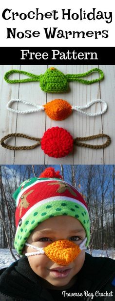 crochet holiday nose warmers free pattern for babies and toddlers to make