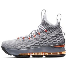 (GS) Nike LeBron 15 'Grey Orange' 922811-080 (SNKR/Basketball) Nike Lebron, Orange Grey, The Court, Basketball, Nike, Orange, Sneakers, Grey