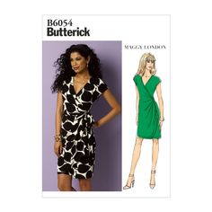 Butterick sewing pattern - B6054 - wrap dress, summer dress Order unit corresponds to: 1 original packaging pattern A wrap dress with a sophisticated waterfall hem. Recommended substances & ingredients: jersey Size: Choose variant Directions: German/French/English Level: 3 - medium Wrap Dress Pattern Sewing, Wrap Dress Pattern, Pattern Dress Women, Butterick Pattern, Butterick Sewing Pattern, Miss Dress, Dress Order, Maggy London, Dress Sewing Pattern