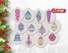 christmas ornaments cross stitch pattern set