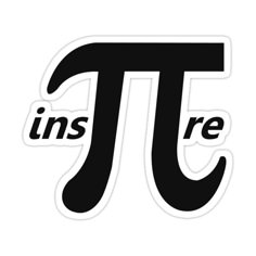 the pi symbol sticker is shown in black and white, with words inside it