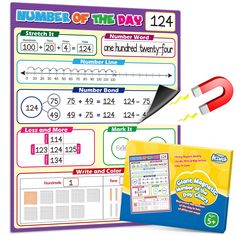 the number of the day poster is shown next to a pencil and paper with numbers on it