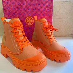 Tori Burch Camp Sneaker Boot- Women’s 11 Color Code: Coral Style No. 87696 New With Box. Thanks For Looking Check Out My Other Items! Orange Ugg Boots, Orange Boots, Tori Burch, Carnival Makeup, Hiking Outfit Women, Orange Sneakers, Lace Up Combat Boots, Cute Boots, Outfit Women