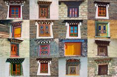 many windows with different designs and colors on them