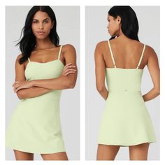 New Without Tags. Color Is Iced Green Tea. Sleeveless Green Tennis Dress For Spring, Green Fitted Sleeveless Tennis Dress, Fitted Green Sleeveless Tennis Dress, Fitted Mini Tennis Dress For Daywear, Iced Green Tea, Yoga Dress, Tennis Dress, Alo Yoga, Dresses Xs