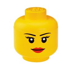 a yellow lego head with eyes and eyebrows