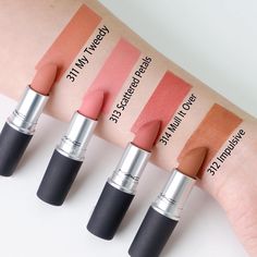 Mac Makeup Lipstick, Beauty Eye Makeup, Mac Lipstick Swatches, Mac Lipstick Shades, Mac Lipsticks, Peach Lipstick, Lipstick Hacks, Perfect Lipstick, Lipstick Kit