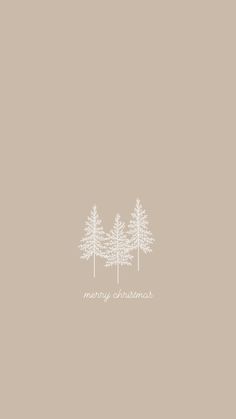 two white trees with the words merry christmas written in them on a light brown background