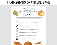 a thanksgiving game with pumpkins, corn and dice on the front page is shown