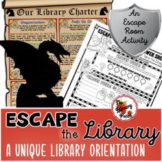 an escape the library activity pack for children to learn how to read and write books