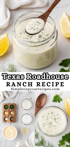 ranch recipe in a mason jar with lemons and parsley on the side for garnishes