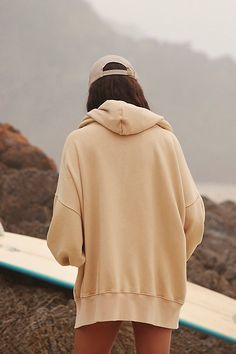 This oversized zip-up is an essential layer for going to and from workouts, featuring a midweight fabrication that's soft and cozy with a longline silhouette and full-length zipper. **Fit:** Relaxed fit; oversized **Features:** Soft, cozy fabrication; midweight; full-length zipper; drawstring adjustable hoodie; ribbed hem and cuff detail; two hand pockets; long-line silhouette hits below waist **Why We | Sprint To The Finish Zip-Up Top by FP Movement at Free People, Bubbly, L Cuff Detail, Fp Movement, Long A Line, Zip Up, Boho Outfits, Cali, Zip Ups, Full Length, Active Wear