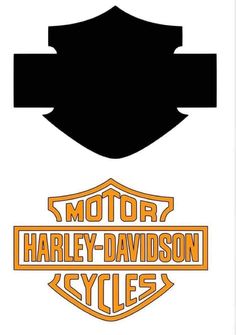 an orange and black harley davidson logo on a white backgroung with the words motor, harley - davidson cycles