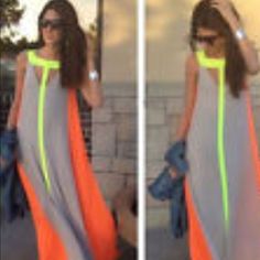 Long Sheer Flowing Maxi Sundress Trendy Orange Beach Dress, Casual Orange Maxi Dress, Vibrant Orange Sleeveless Maxi Dress, Summer Orange Maxi Dress For Spring, Trendy Orange Dress For Day Out, Chic Orange Maxi Dress For Spring, Orange Sleeveless Maxi Dress For Day Out, Sleeveless Orange Maxi Dress For Day Out, Orange Sundress Maxi Dress For Spring