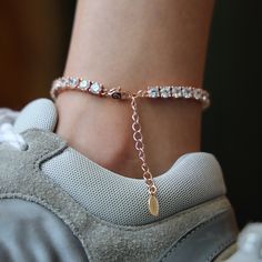 Introducing the Diamond Tennis Anklet in Rose Gold- 5mm, a classic style that will upgrade your entire look. This timeless piece is guaranteed to last a lifetime, featuring 14k Rose Gold and hand-set stones. Pair it with the Diamond Tennis Necklace and Bracelet to complete a 3-piece set that will shine! This product is guaranteed for life – GLD will repair or replace the item should you experience any defects in craftsmanship or breakage. Specifications - Width: 5mm - Length: 8-10" Adjustable - Tennis Anklet, Diamond Tennis Necklace, Tennis Necklace, Vermeil Jewelry, Necklace And Bracelet, Custom Earrings, Women Diamond, Drop Necklace, Pendant Bracelet