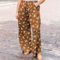 fb-feed Wide Leg Floral Pants, Miss Me Pants, Pants Brown, Floral Pants, Body Suit, Miss Me, Graphic Tee, Wide Leg, Graphic Tees