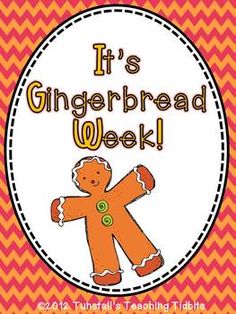 the gingerbread week sign is in front of an orange and pink chevron background