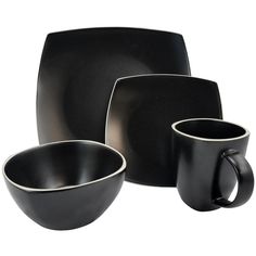 black dinnerware set on white background