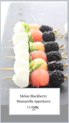 melon blackberry mozzarella appetizers with blackberries and raspberries