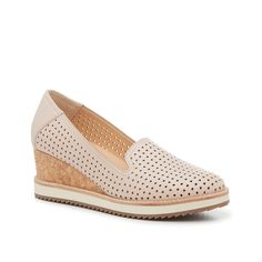 Adrienne Vittadini-Esmeralda Wedge Slip-On Complement your everyday looks with the simple silhouette and neutral hue of the Esmeralda wedge slip-on from Adrienne Vittadini. Crafted with a breathable perforated upper, a cushioned footbed, and a supportive wedge heel, this pair is a comfortable add to your collection. Casual Slip-on Wedge Heels, Fashionable Comfortable Shoes, Short Wedges, Closed Toe Wedges, Comfy Wedges, Casual Wedges, Wedge Loafers, Simple Silhouette, Low Wedges