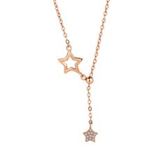 This luxurious Gold Plated Cz Star Pendant Necklace is crafted from the finest S925 Sterling Silver and features a sparkling Diamond Star. Perfect for an everyday accessory or a special occasion, this beautiful necklace ensures the wearer looks their best. Indulge in the subtle sparkle of this tasteful and timeless piece Star-shaped Clavicle Chain With Cubic Zirconia, Star-shaped Cubic Zirconia Diamond Necklace Gift, Elegant Rose Gold Necklace With Star Charm, Diamond Necklace With Star Charm For Gift, Gift Star Charm Cubic Zirconia Necklace, Diamond Necklace With Star Charm As Gift, Star-shaped Sparkling Cubic Zirconia Necklaces, Dainty Star-shaped Diamond Necklace For Gift, Cubic Zirconia Star Charm Necklace Gift