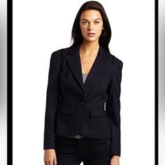 Brand New. Stunning With Jeans Or Trousers. Sz 8. Slight Pilling Due To Storage. Fitted Button-up Career Blazer, Fitted Button-up Blazer, Single-breasted Fitted Outerwear For Office, Fitted Single-breasted Outerwear For Office, Fitted Single Breasted Outerwear For Office, Fitted Button-up Blazer For Business Casual, Fitted Business Casual Outerwear With Buttons, Fitted Outerwear With Buttons For Business Casual, Fitted Single-breasted Outerwear For Career