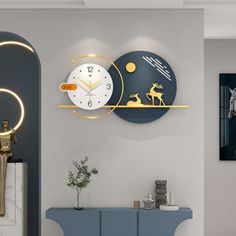 a clock that is on the side of a wall