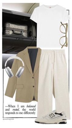 Beige Suit Pants Outfit, White Pant, Beige Blazer, Outfit Collage, Lazy Day Outfits, Mood Board Fashion, Long Haul, Lookbook Outfits, White Tank