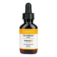 Pulsaderm CE A Ferulic Acid Serum with 15% Ascorbic Acid gives your skin a boost of Vitamin C with this daytime oil-free Vitamin C Serum that delivers advanced environmental protection and improves the appearance of fine lines and wrinkles and brightens skin color. Size: 1 fl oz.  Color: Off-White. Premium Skincare, Grape Seed Extract, Vitamin C Serum, Ascorbic Acid, Daily Moisturizer, Skin Care Moisturizer, Face Oil, Propylene Glycol, Active Ingredient