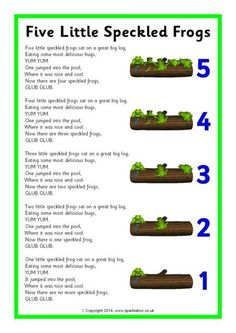 the five little speckled frogs worksheet