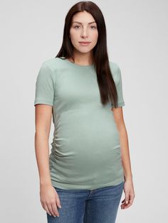 Soft, finely ribbed Supima®-modal blend knit.  Short sleeves.  Crewneck. Gap T-shirt For Everyday Spring Wear, Green Short Sleeve T-shirt For Layering, Fitted Gap T-shirt For Summer, Stretch Modal Short Sleeve T-shirt, Stretch Modal T-shirt With Short Sleeves, Fitted Gap T-shirt For Everyday, Green Gap Tops, Fitted Gap T-shirt, Basic Ribbed T-shirt For Layering