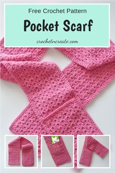 the crochet scarf is shown with instructions to make it