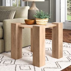 a living room scene with focus on the end table