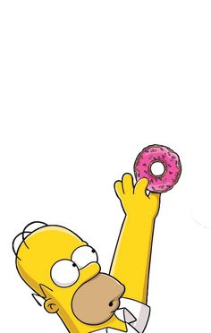 the simpsons holding up a donut in his hand