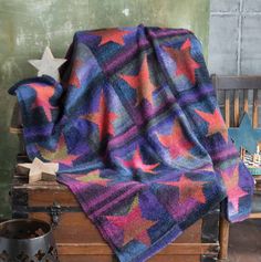 Star blanket with Noro Silk Garden free digital knitting pattern Noro Knitting, Intermediate Knitting Patterns, Noro Yarn, Pretty Blankets, Knit Blankets, Unique Yarn, Star Blanket, Knitted Afghans, Yarn Store