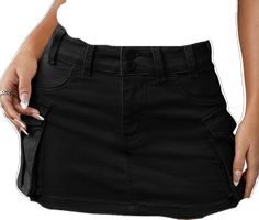 Trendy Black Mini Skirt With Pockets, Trendy Black Skort With Pockets, High Waist Black Skort With Pockets, Black Casual Skort With Pockets, Casual Black Skort With Pockets, High Waist Black Cargo Skirt, Fitted Black Skort With Pockets, Black Fitted Mini Skirt With Pockets, Fitted Black Mini Skirt With Pockets