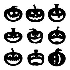 halloween pumpkins with different faces royalty illustration