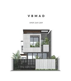 an architectural rendering of a modern house